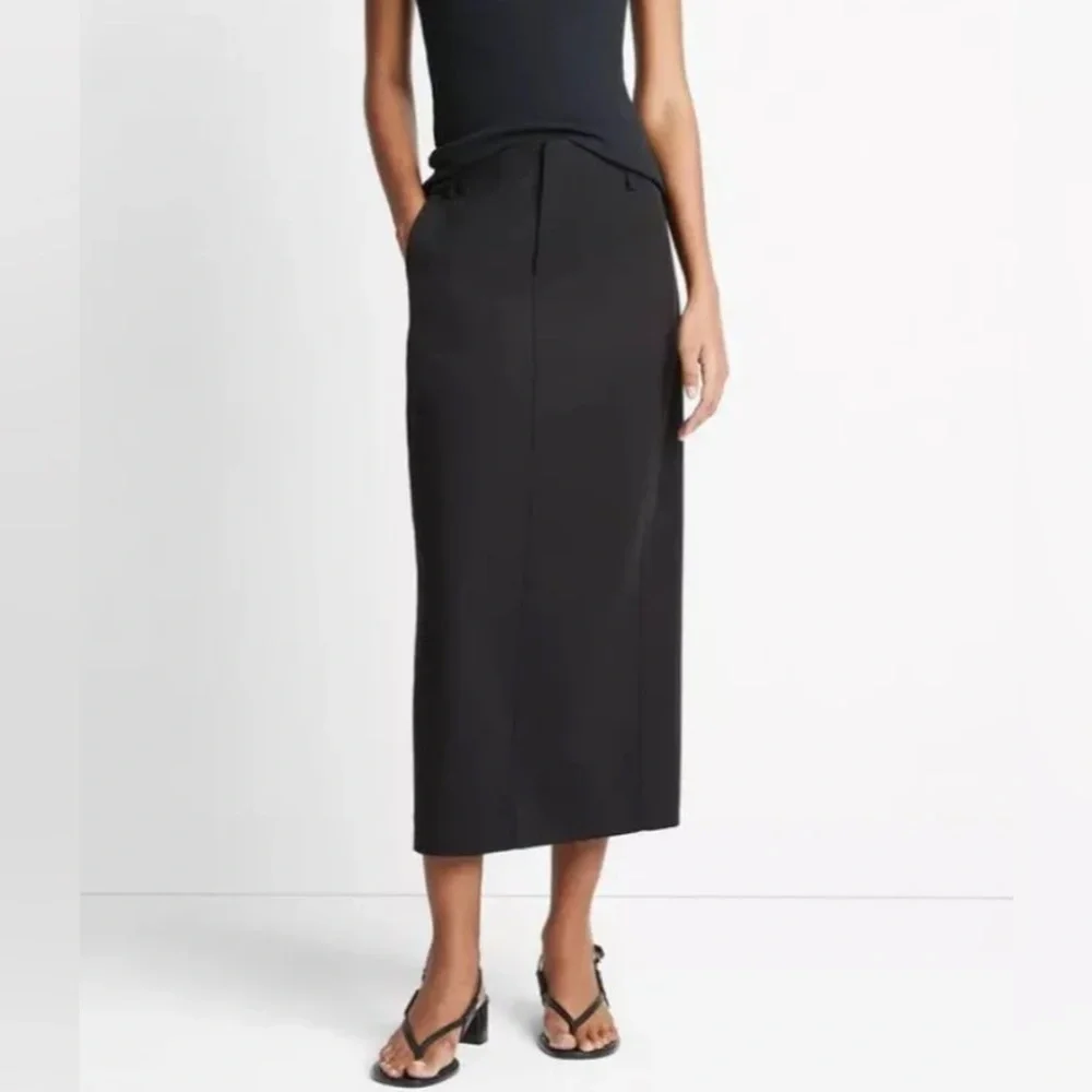 Vince Straight Fit Midi Trouser Skirt Black NWT Size 2